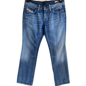 DIESEL Women’s Leather Trim Waist Straight Leg Bebel Jeans Size 29